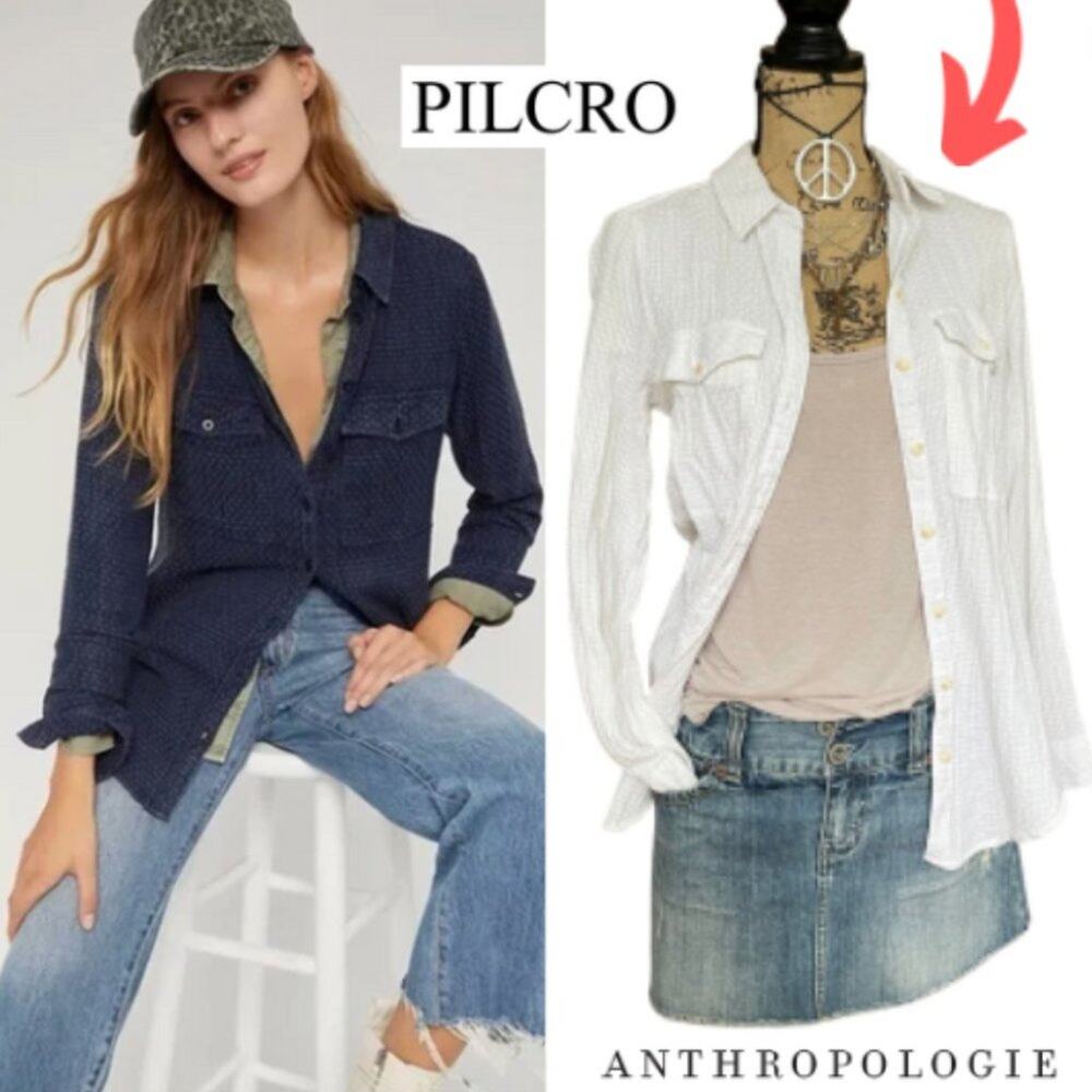 Anthropologie Pilcro  Classic Textured Style No. 4110317990117 white SIZE XS